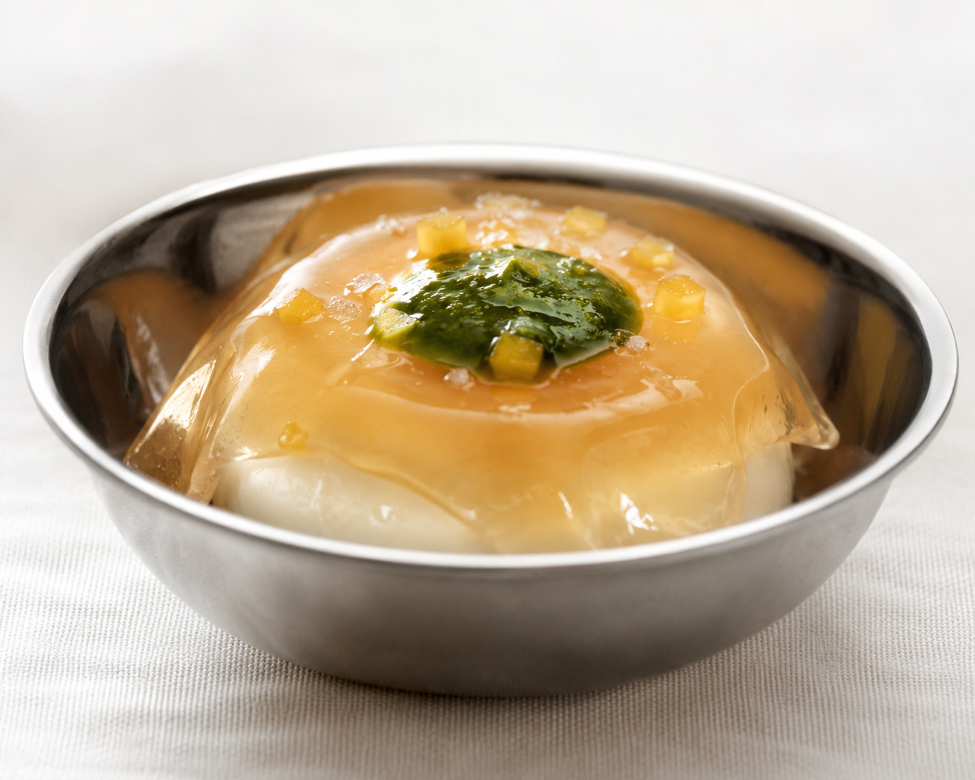 Mozzarella pêche pesto