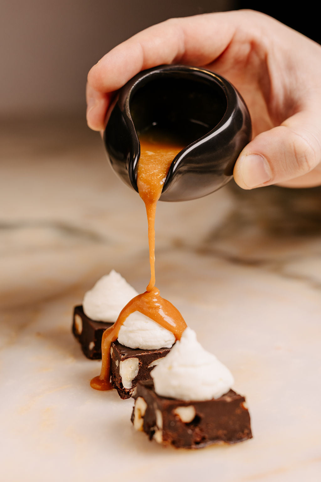 Brownie chantilly caramel