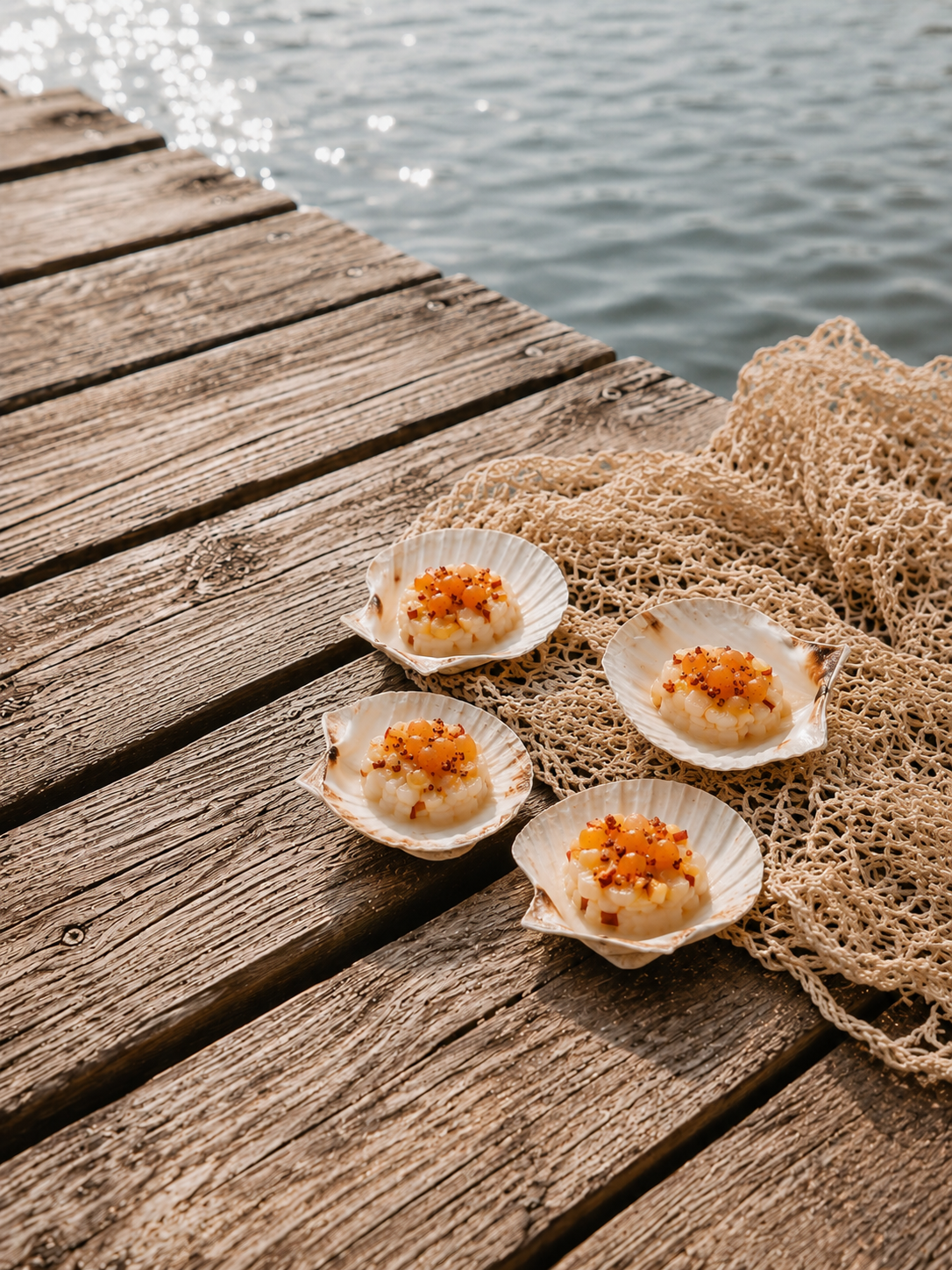 Crudo de pétoncle pêche